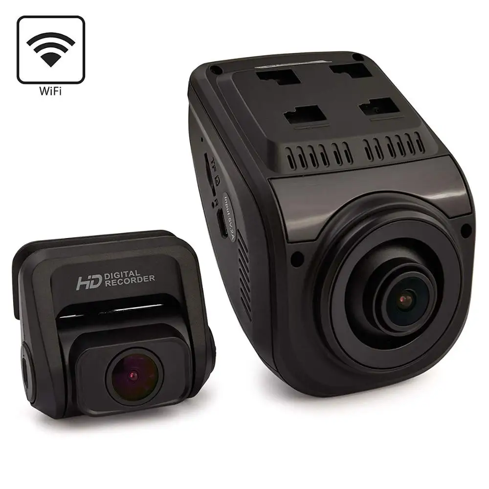 Negro C/ámara doble delantera y trasera para coche con /ángulo de hasta 170 grados, 1080p, HD, visi/ón nocturna Rexing v1p