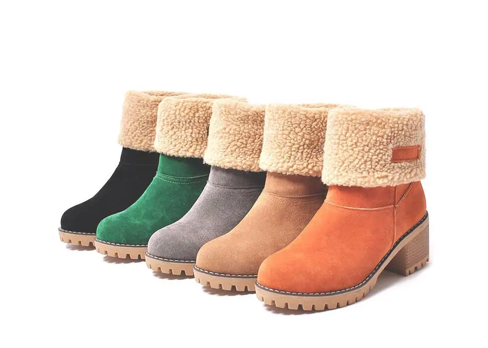 Skup SWYIVY kobiety Snowboot buty zimowe kobieta ciepłe futro 2019 nowe buty zimowe wodoodporne buty śniegowe gruby blok pięty kostki buty kobiety