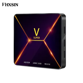

VHXSIN 50PCS Super V rockchip rk3318 quad core android 9.0 os 4gb ram 32gb rm 2gb 16gb 2.4ghz wifi tv box