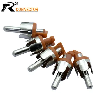 

100pcs RCA Lotus Plug RCA Male Connector Panel Mount Chassis Audio Socket Solder Wire Connector brown&white color