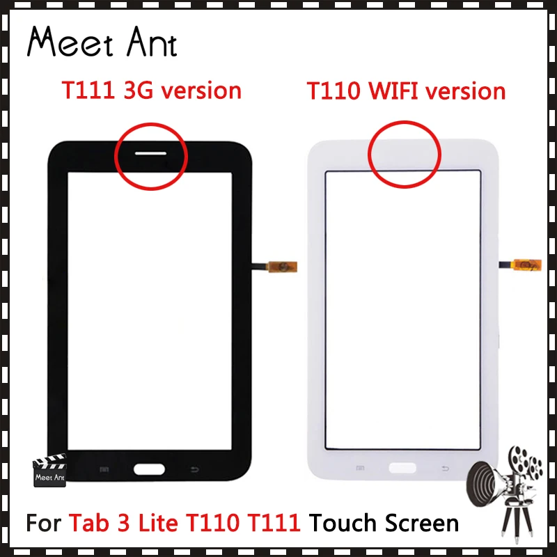 7,0 para Samsung Galaxy Tab 3 Lite 7,0 SM-T110 SM-T111 T110 T111 digitalizador de pantalla táctil frontal con Sensor de Lentes de vidrio exterior Panel