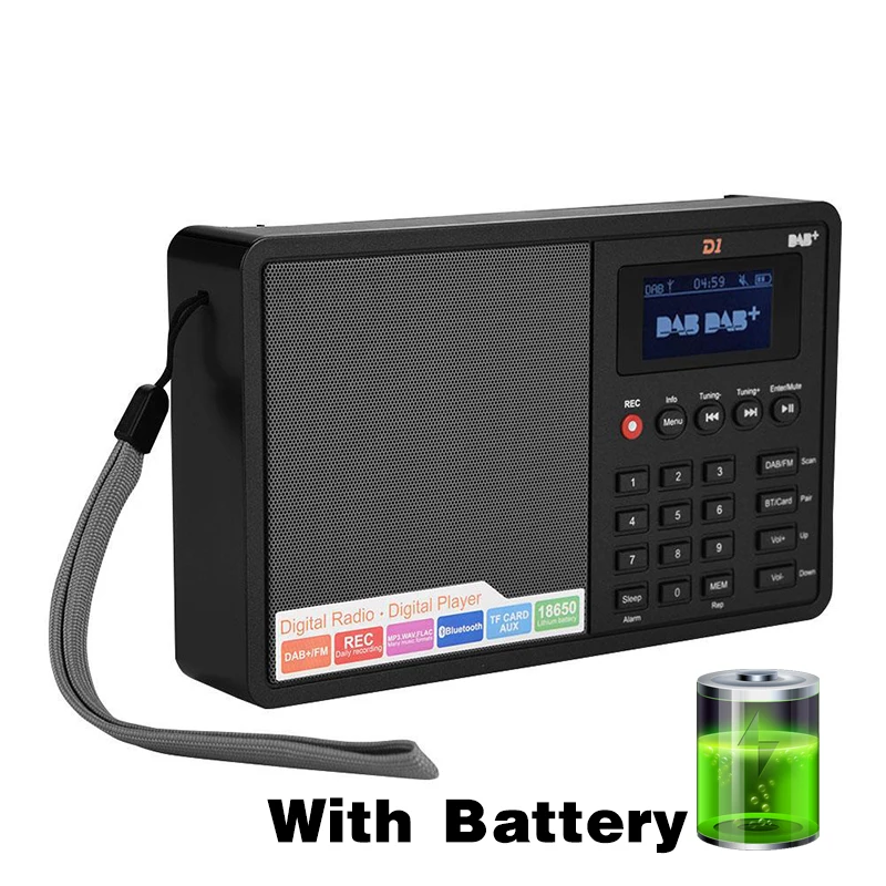 

Portable Bluetooth Radio Receiver DAB FM MP3 Radio Player TF-Card Radios Support FM RDS Station Name Display and Alarm Clock