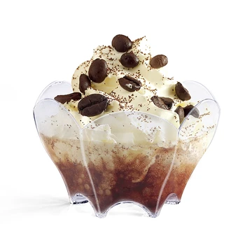 

Free Shipping Party Supplies, Disposable Plastic Tableware, 70*44mm/60ml White Petal Dessert Cake Bowl, 100/Pack