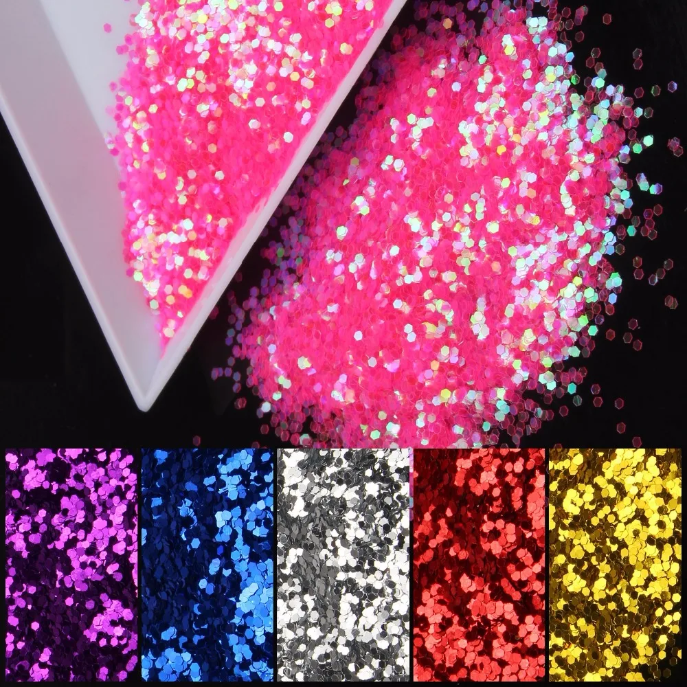 Elessical 10g/bag Holographic Hexagon Design Nail Glitter Spangles Thin Sequins DIY Acrylic Powder Sand For Nails Art Decoration