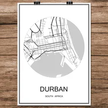 Póster con estampado de mapa de ciudad famosa mundial de Sudáfrica papel recubierto abstracto para decoración de pared del hogar