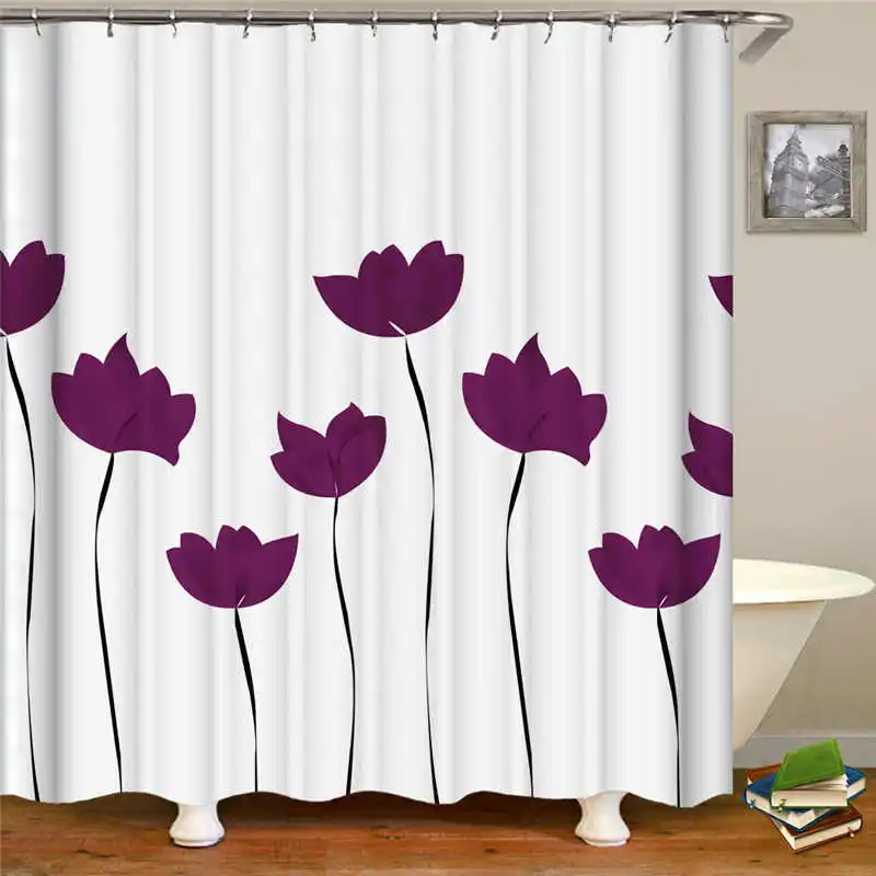 

Kiwiberry Kinds Of Flowers bathroom Shower Curtain Fabric Liner with 12 Hooks 72Wx80H inch Waterproof and Mildewproof
