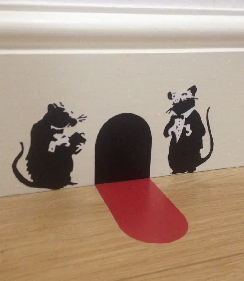 

Banksy Waiter Rats Wall Art Sticker with Red Carpet Christmas Stocking Fille