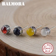 BALMORA, 1 пара, 925 пробы, серебряные серьги-гвоздики для женщин, вечерние серьги с камнем, милые классические модные ювелирные изделия, Brincos HSJ30267