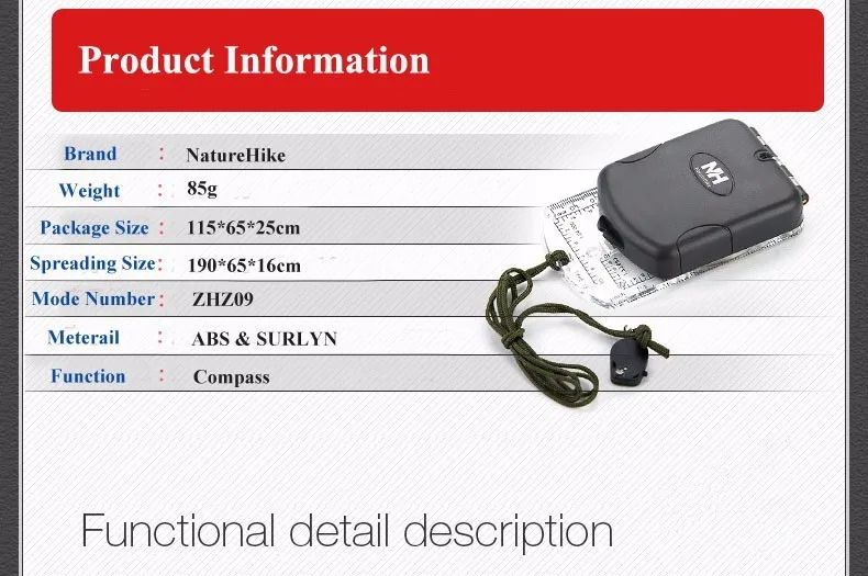 Naturehike прочный стабильный уличный Многофункциональный светящийся Компас с зеркалом светодиодный водонепроницаемый походный компас альпиниста