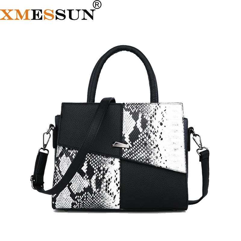

XMESSUN Leather Handbags Big Women Snake Bag High Quality Casual Female Bag Trunk Tote Brand Shoulder Bag Ladies Big Bolsos F114