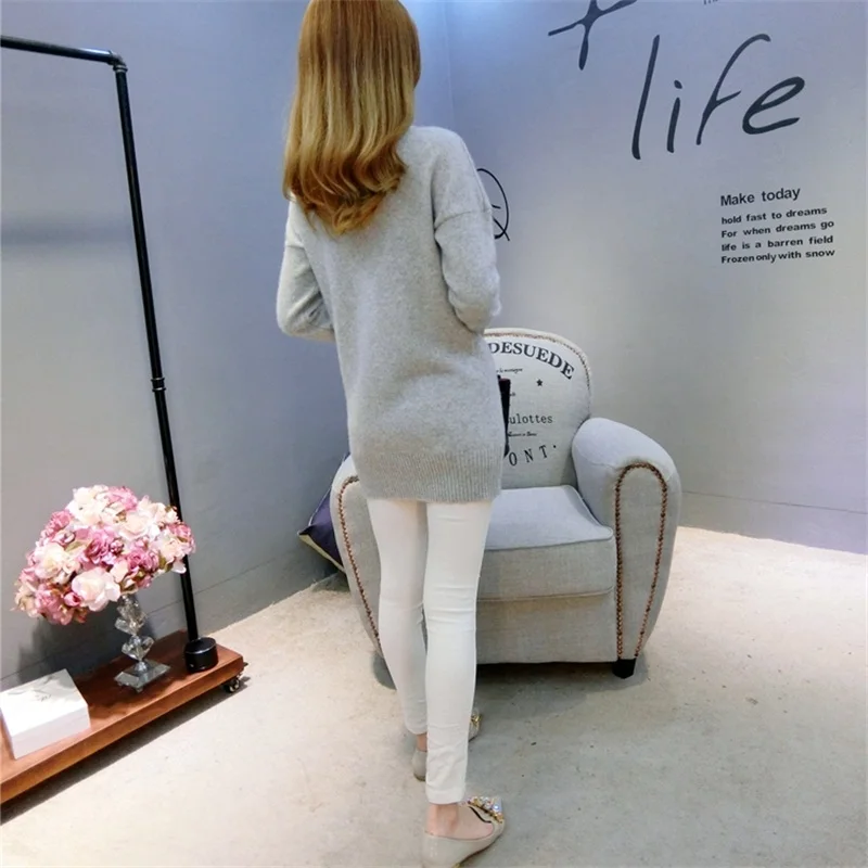 Gejas Ainyusweaters fashion 2018 women turtleneck sweater Long dress Loose knitting Pullover Women's sweater high collar Sweater Sweaters