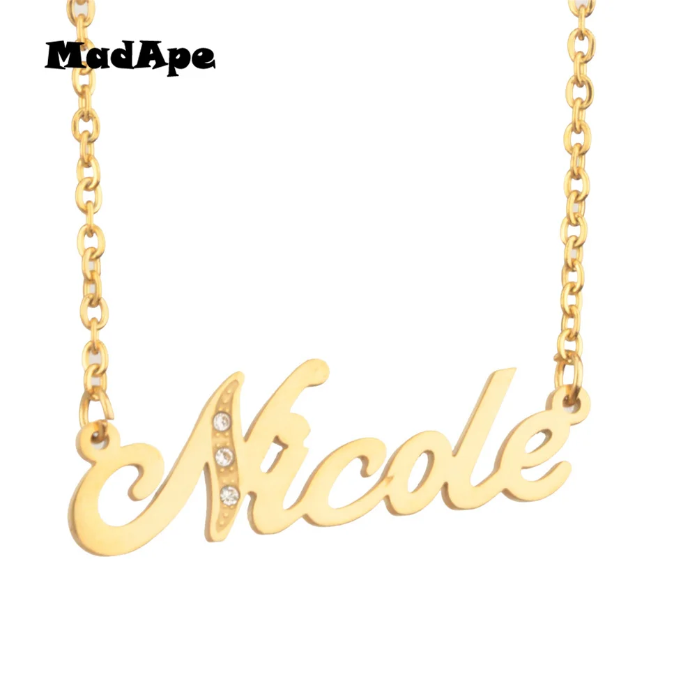 

MadApe Stainless Steel "Nicole" Name Pendants & Necklace Customized Any Name Necklace Custom Handmade Engraved Jewelry For Women