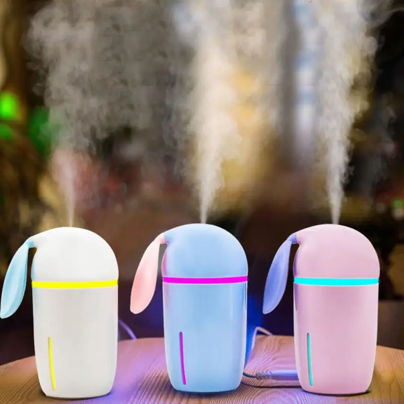 68*76*128mm Cute rabbit humidifier USB mini humidifier colorful lights