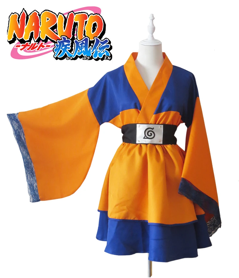 Naruto Uzumaki Naruto Lolita Kimono Dress Anime Cosplay
