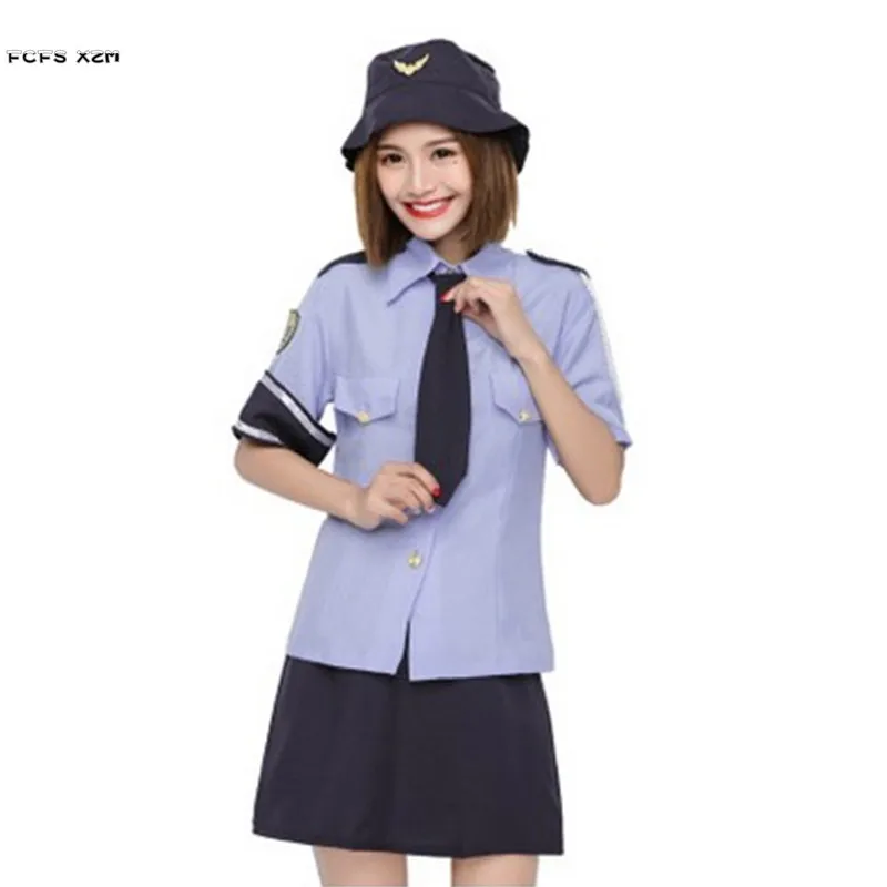 

Woman Halloween Police Costumes Girls Policewoman Cosplays Carnival Purim Masquerade Nightclub Bar Uniform Role play party dress