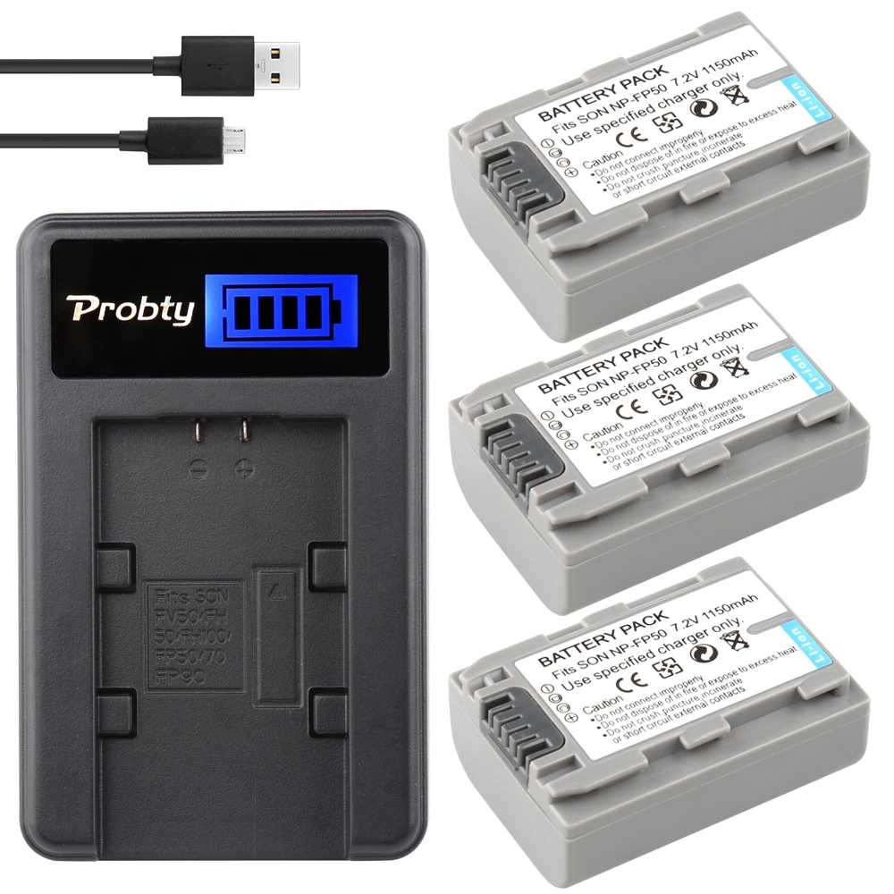 

PROBTY NP FP50 NP-FP50 FP51 Battery + LCD Charger for SONY DCR-DVD105 DVD405 DVD605 DCR-HC21 DCR-HC26 DCR-30 DCR-HC28 PM094