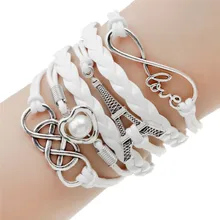 Various Styles Leather Bracelet Double Infinite Multilayer Charm Leather Bracelets Wholesale Anchor Owl Tower Charm Bracelets