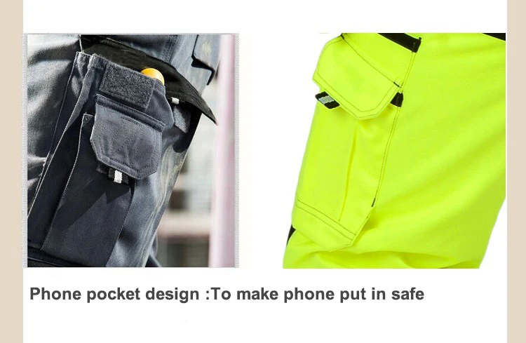 Чалэко отражатель мульти-карманы флуоресцентный желтый Мужская Рабочая одежда безопасности+ рабочие брюки+ наколенники