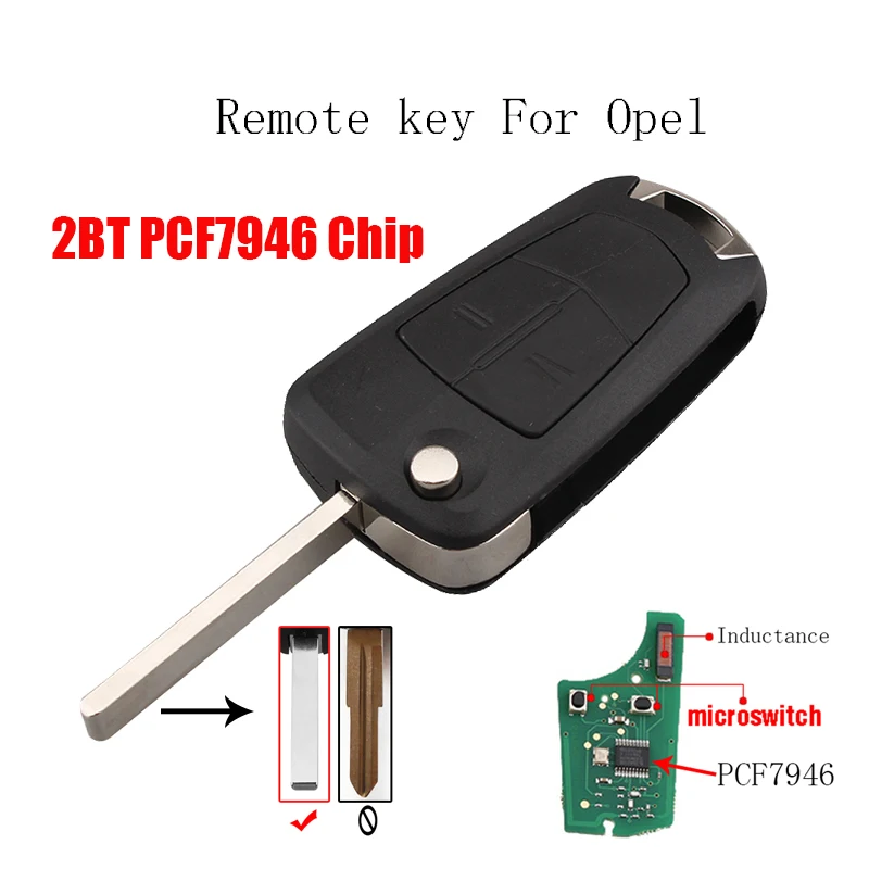 

2 Buttons Transponder Chip PCF7946 Chip Remote key For Vauxhall Opel Corsa D 2007 2008 2009 2010 2011 2012 433Mhz Original key