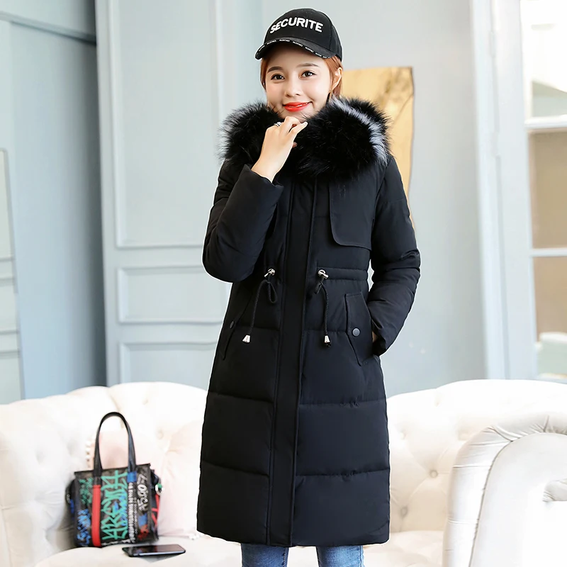 Épais Parcs De Coton 2018 ivoire Capot Style Marque Noir Parka Veste Manteau gris Hiver Rouge Fourrure Kuyomens Jaqueta Nouveau corail Femmes Col Conception Plein Vestes 4APzUw