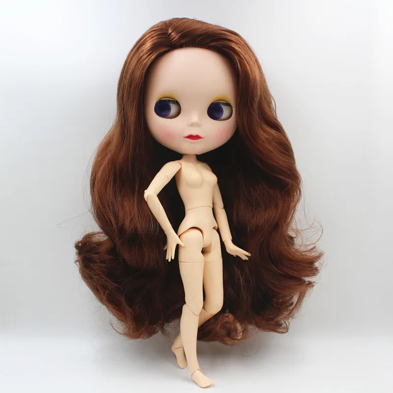 Blygirl кукла Blyth темно-коричневые волнистые волосы новая 19 суставов матовое лицевое