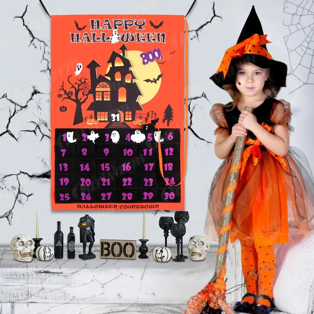 OurWarm Хэллоуин обратный отсчет календарь Войлок знак обратного отсчета вечерние украшения DIY 60x90 см дизайн Хэллоуин календарь