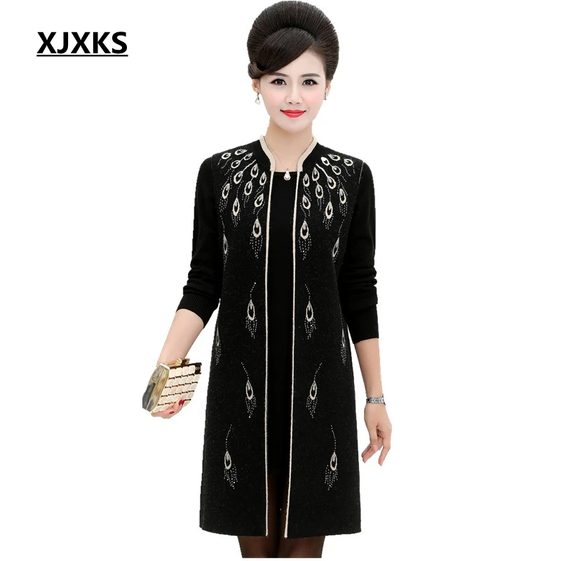

XJXKS Women Sweater Fall 2019 Long Cardigan + Sweater Set Plus Size Cardigan Elegant Sweater Women Knitted Cardigan Sets