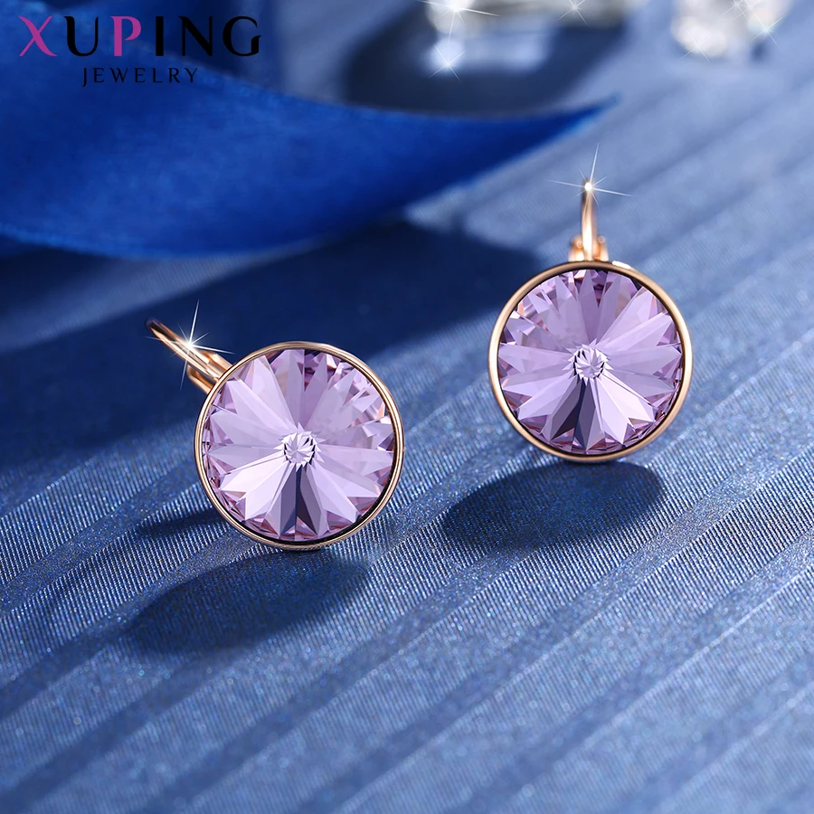 Xuping круглые серьги-кольца с кристаллами от Swarovski винтажные Роскошные ювелирные изделия вечерние подарки на день святого Валентина для девочек и женщин M92-20477