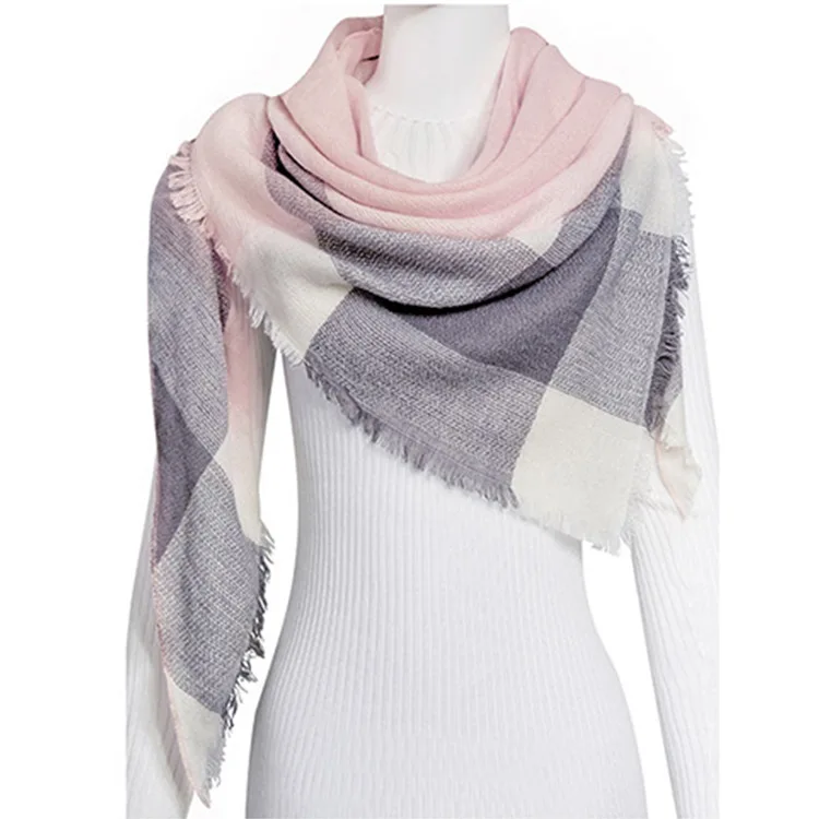 

2018 Winter Triangle Scarf For Women Brand Designer Shawl Cashmere Plaid Scarves Blanket Wholesale Dropshipping