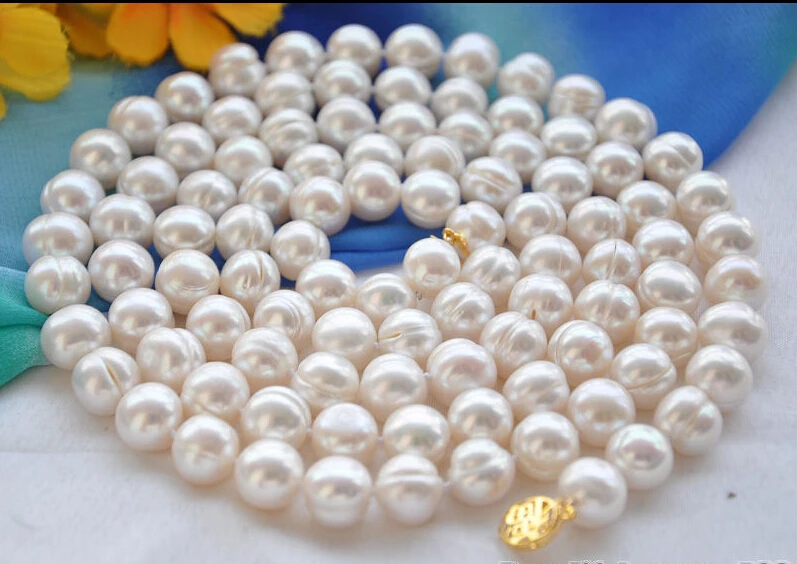 

FREE SHIPPING ******* Lustre 50" 13mm white round FRESHWATER CULTURED pearl necklace