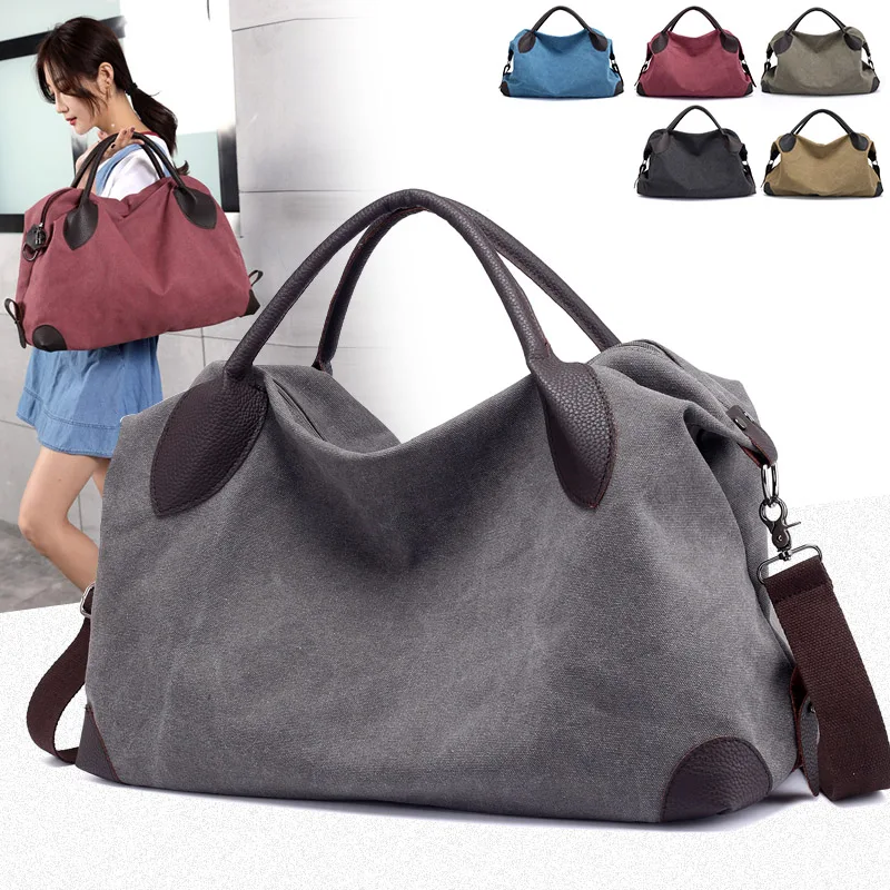 Koop 2018 Nieuwe Vrouwen Grote Canvas Crossbody Tassen Handtassen Merk Designer Hoge Kwaliteit Casual Draagbare Bakken Tas Dames schoudertas