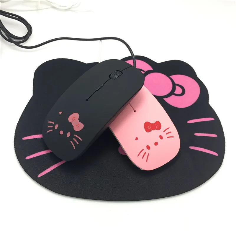 Высокое качество розовый hello kitty USB проводной кабель мышь девушка симпатичная из