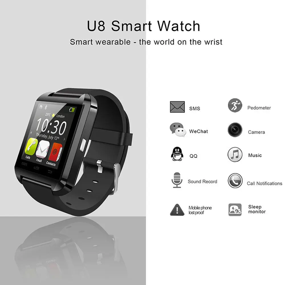 Умные часы U8 Bluetooth m3 с сенсорным экраном камерой шагомером фитнес-спортивные для