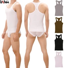 Uzhot эластичный ребристый трикотажный хлопок тонкий дышащий жилет Мужской базовый жилет Т2