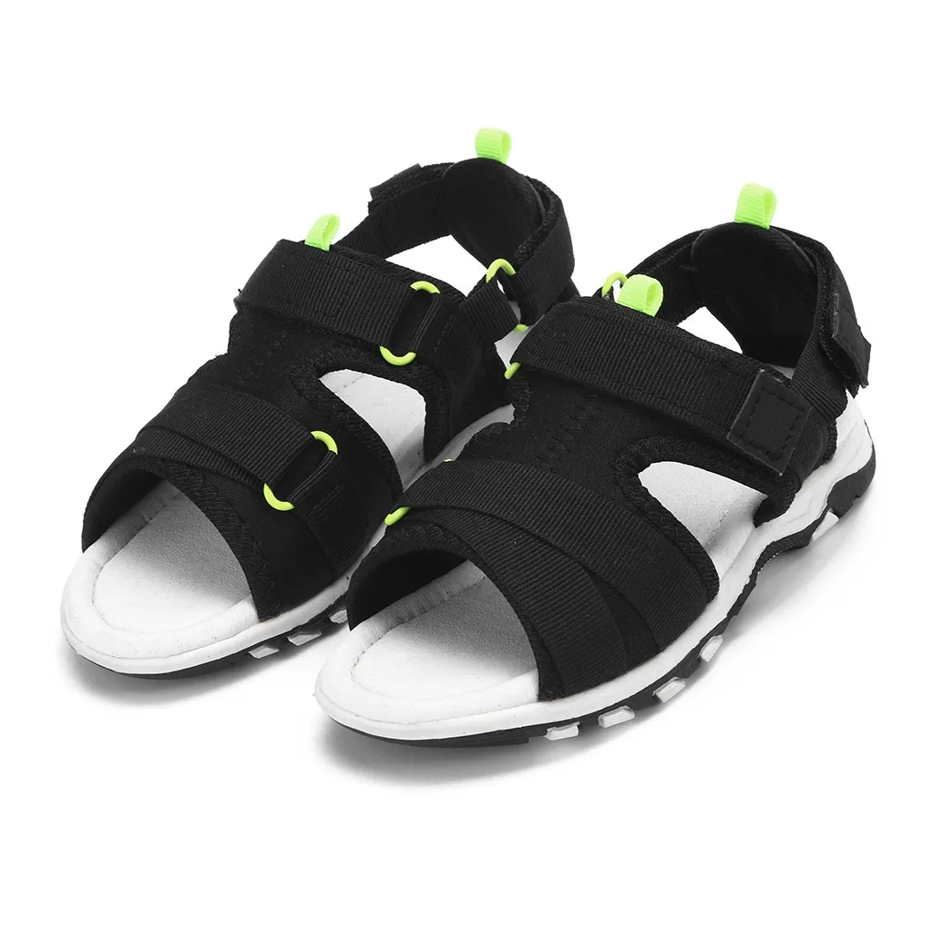 Летние сандалии для мальчиков; Новинка года; детская пляжная обувь для мальчиков и девочек; повседневные сандалии; Детские модные спортивные сандалии;# XTN - Цвет: Черный