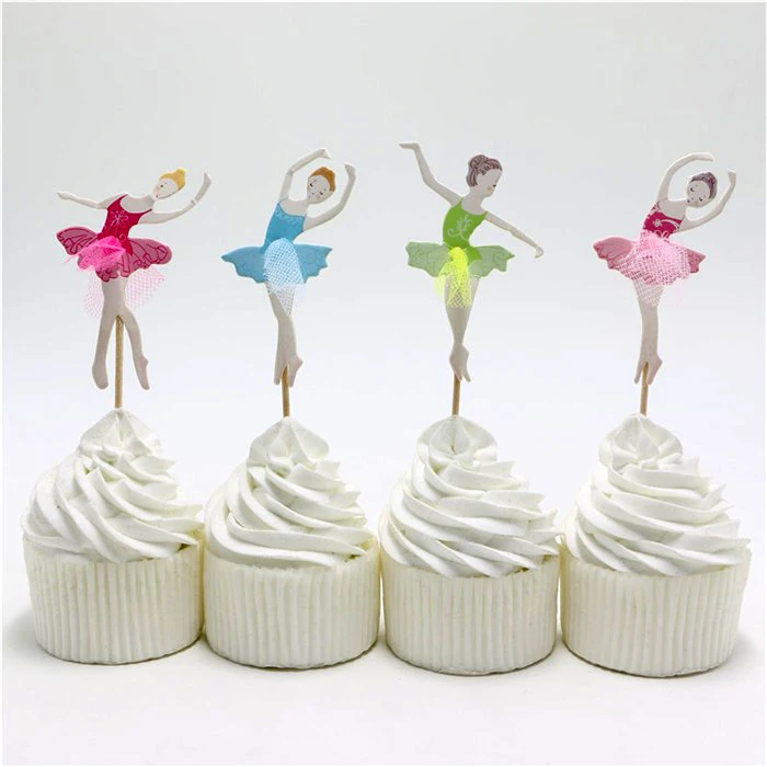 24pcs Lot Joyeux Anniversaire Ballet Danse Fille Decoration De Gateau Enfants Faveurs Cuisson Pics Heureux Bebe Douche Fete Decoration Fournitures Aliexpress