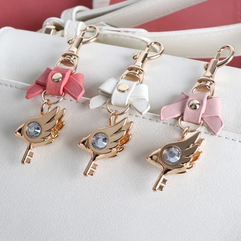 

Anime Action Figure Card Captor Sakura Printed Metal Bag Chain Bird's Head Rhinestone Hardware Charm Keychain Bag Pendant Doll