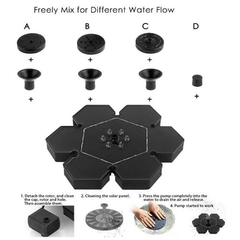 

Led Lights Solar Powered Fountain Floating Fountain Bird Bath Garden Fountain