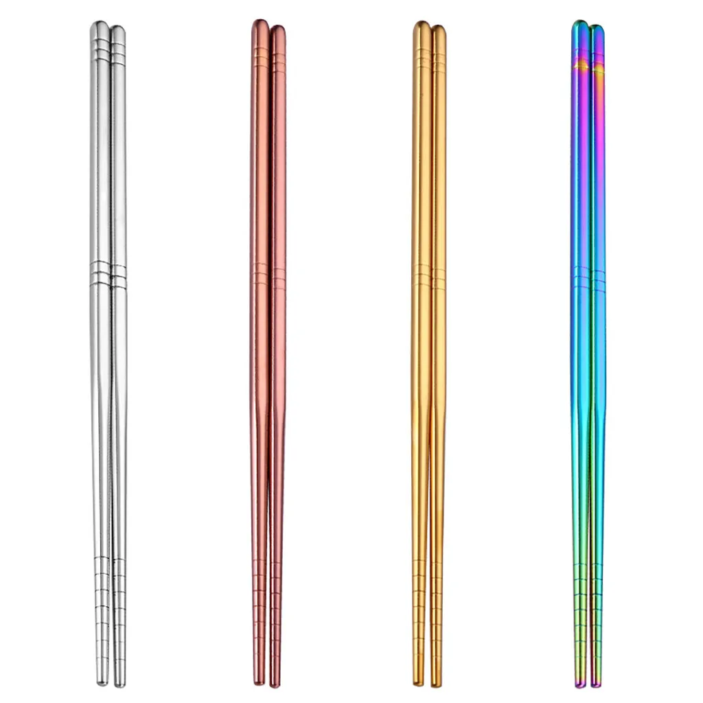 

4 Pair Stainless Steel Tableware Colorful Length 23cm Chopsticks Dishware baguettes chinoise chop sticks environmentally 319