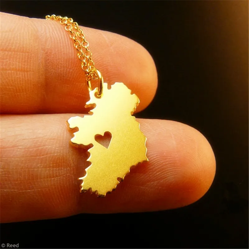 30Pcs_New Fashion Handmade Jewelry Ireland Map Charm Necklace Tiny Cute Personalized Map Pendant