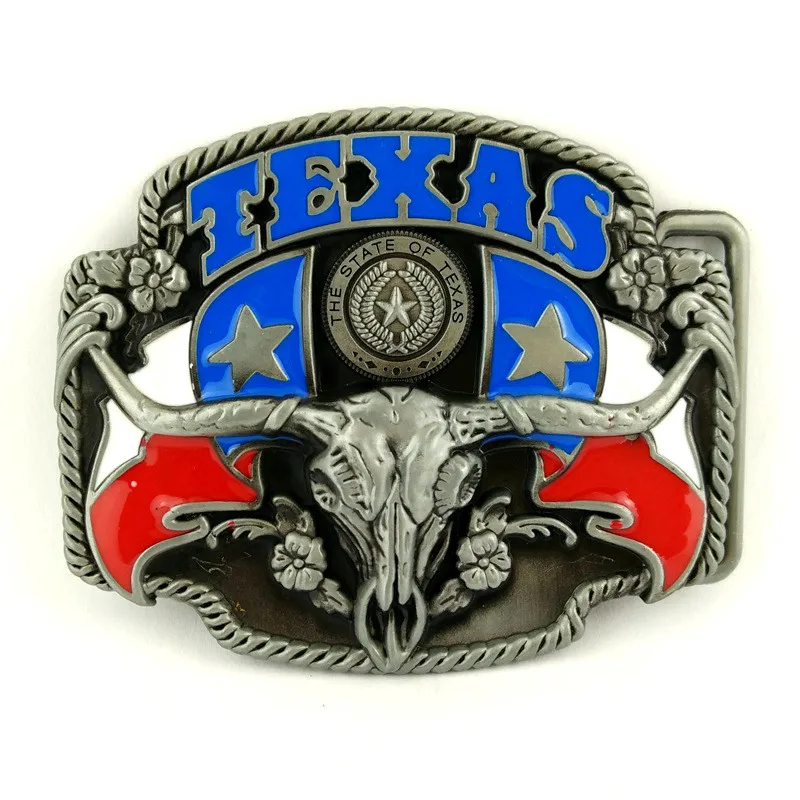 western cowboy belt buckle with TEXAS flag Longhorn skull belt buckle removable buckle for belt