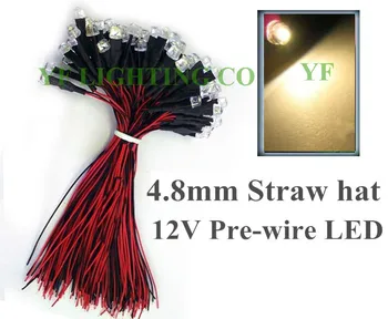 

DC12V led Lamp lighting DIY Pre Wired led Warm White 5mm dip led 20mm cable led 4.8mm Straw hat prewired leds