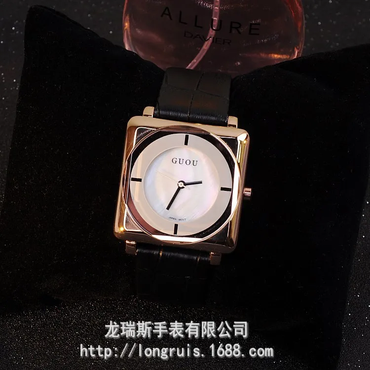 GUOU наручные часы квадратные кварцевые часы высокого класса Женские часы из натуральной кожи минималистичный стиль Заводской магазин наручные часы