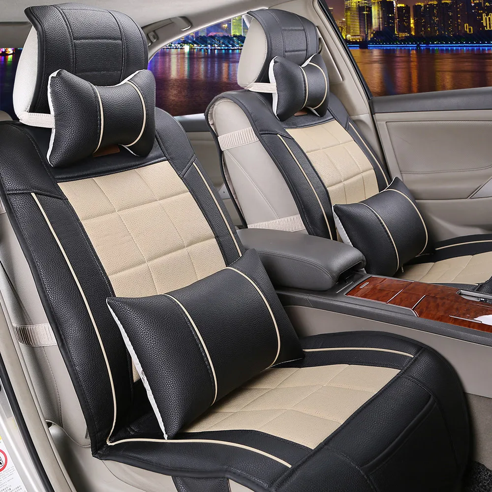 Sports Car Seat Covrers Square Car MATS All Leather Cushion 