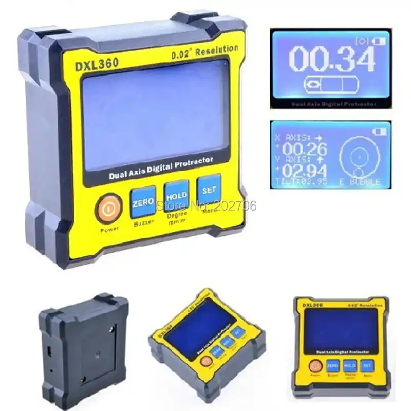 DXL360S Angle ruler Elevation meter Dual Axis Level measure box Digital