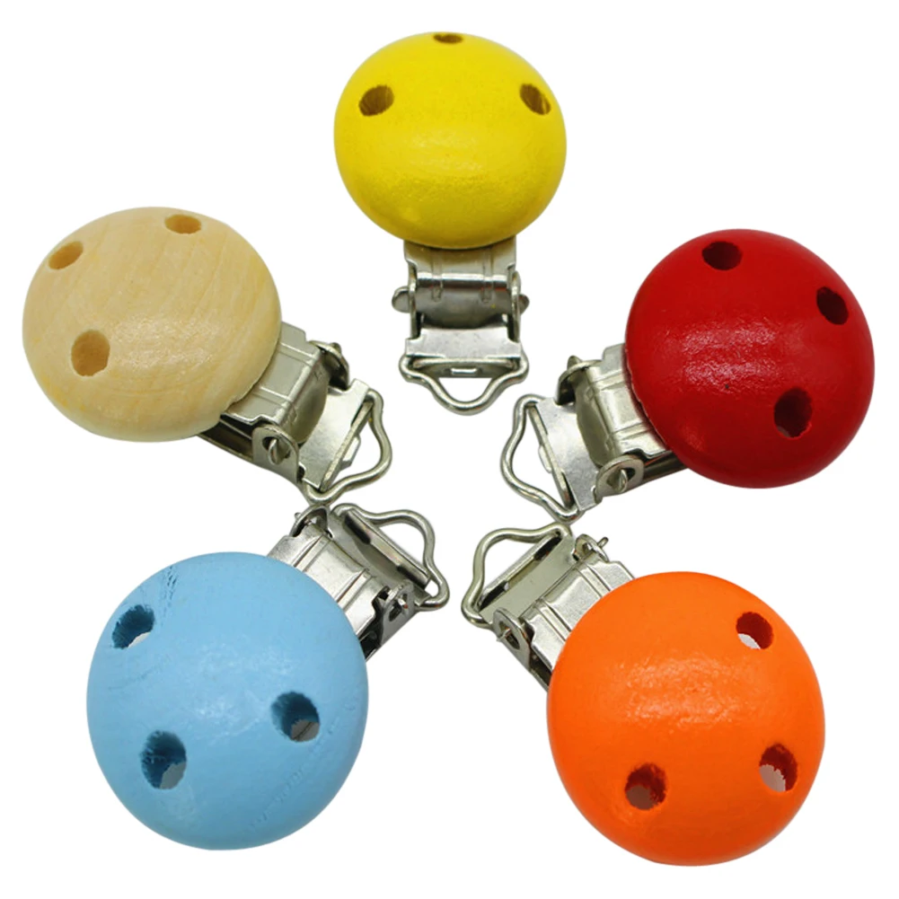 

1 Pcs Pacifier Clip Baby Infant Multicolor Wooden+Metal Dummy Clip Cartoon Pacifier Nipples Clip Holder Baby Feeding Accessory