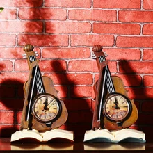 Creative Resin books violin Desk Clock Household adornment furnishing articles Home Decoration