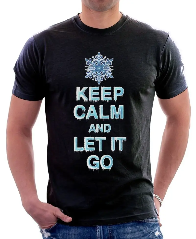 

Keep Calm and Let It Go Ana Elsa Black Printed Cotton T-Shirt Men 2019 Brand Clothing Casual Male Best Selling Casual T Shirt