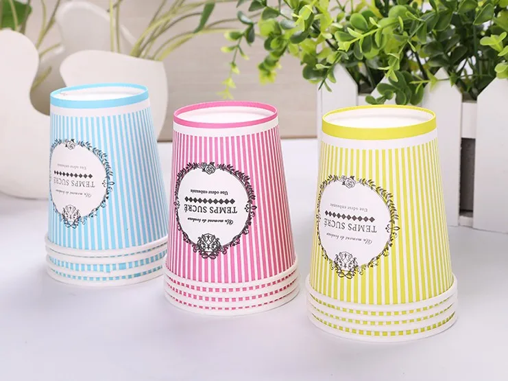 Disposable Drinking Cups Paper Coffee Cup For Disposable Drinking Cups Paper Coffee Cup For Wedding Party Accessories Tea Pink Yellow Blue 205ml In Tableware From