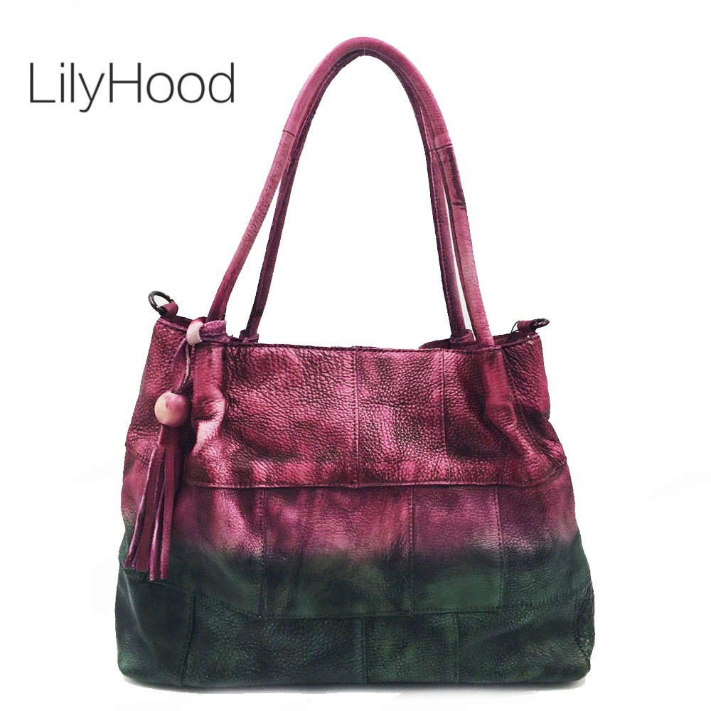

Natural Cow Leather Top-handle Bag Women Vintage Genuine Leather Handbag Female Casual Cowhide Brushed-off Leather Messenger Bag